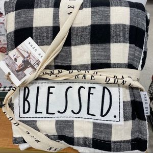 Rae Dunn BLESSED blanket throw sherpa Christmas